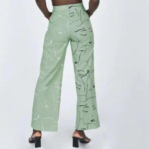 Princess Polly Art Pants in Sage Green Size 6